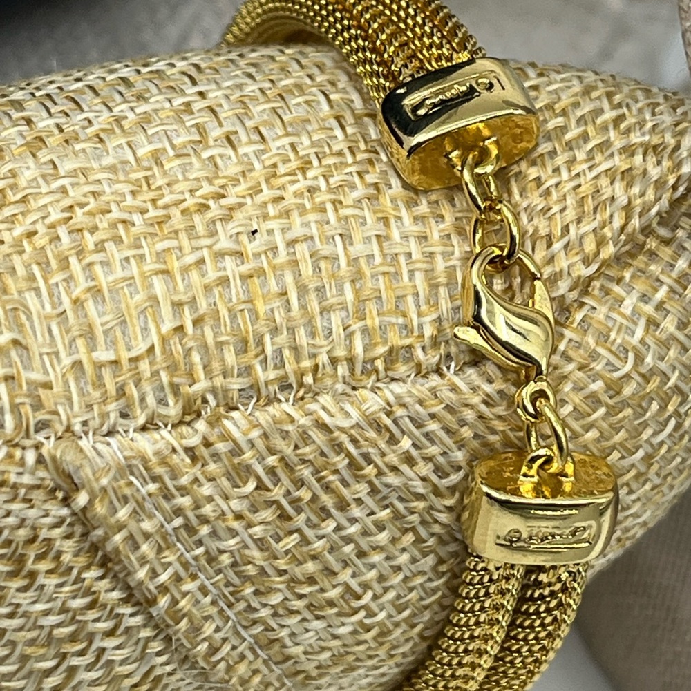 Vintage Rare 1980s Monet Gold-Tone Double Strand Mesh Bracelet - Picture 9 of 14